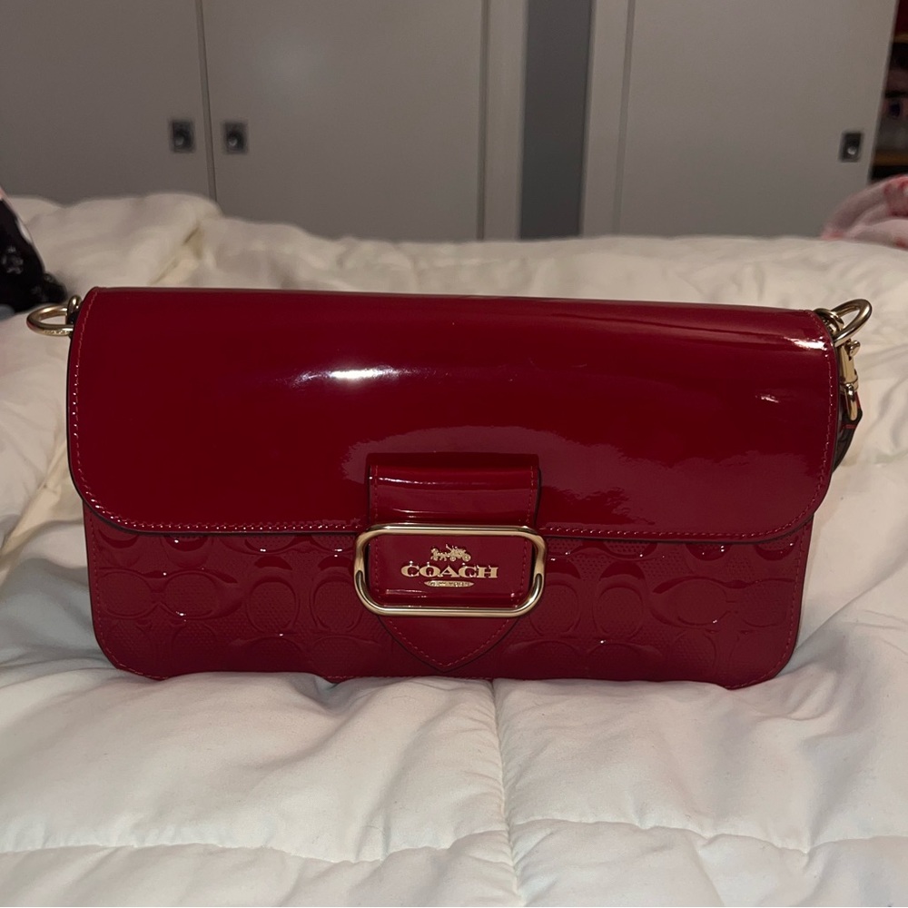 Coach Morgan Shoulder In Signature Red Leather